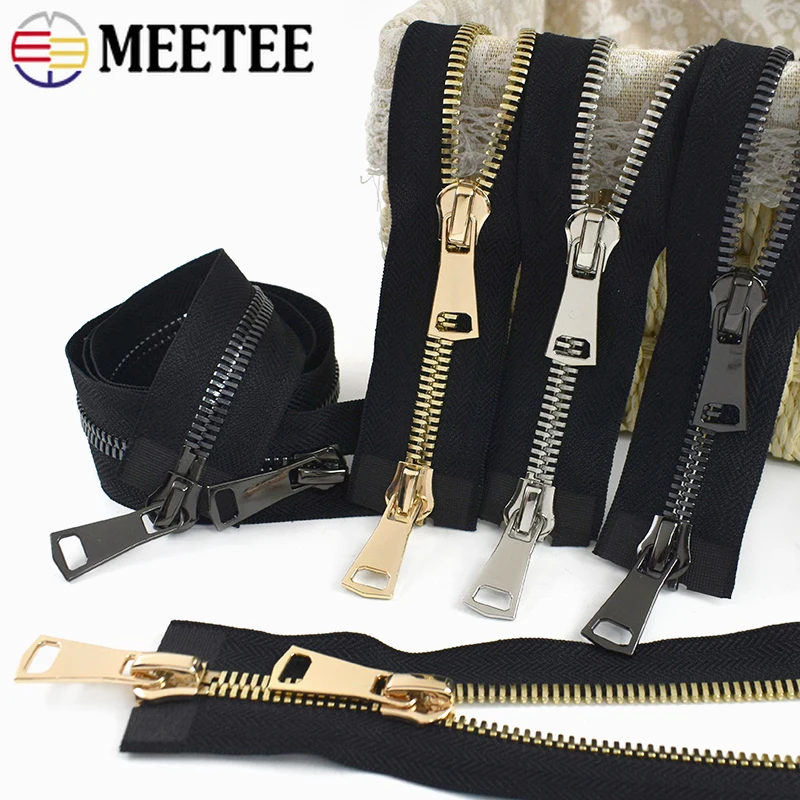 

1Pc 8# Metal Zippers Open-End Zipper with Double Sliders 70/80/90/100cm Zip for Coat Garment Repair Kit DIY Sewing Accessories