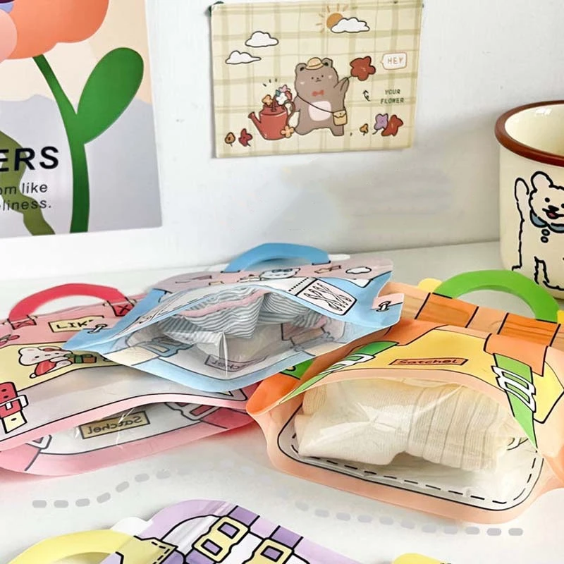 30pcs Cartoon School Bag Shape Cookie Candy Snack Plastic Zipper Handbag Gift Packaging Bags for Birthday Party Decor Supplies