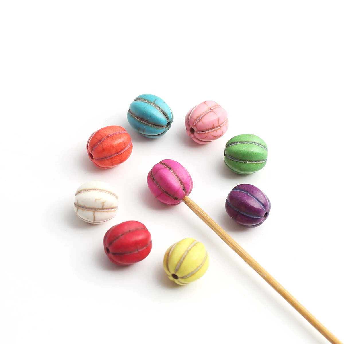 40 Stück Perlen und Perlen-Sortimente, 10 mm, bunt, handgefertigt, böhmische künstliche Türkis-Kürbisperlen für DIY-Schmuckherstellung, Party