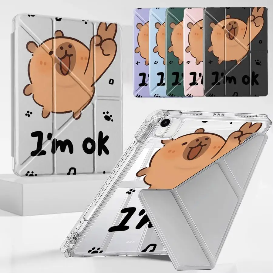 I'm Ok Capybara Holder Cover Tablet Case For iPad Mini 6 7 Pro 11th 10th 9th 8th 7th 12.9inch Pro 2025 Air 4 5 M3 M2 M4 11inch