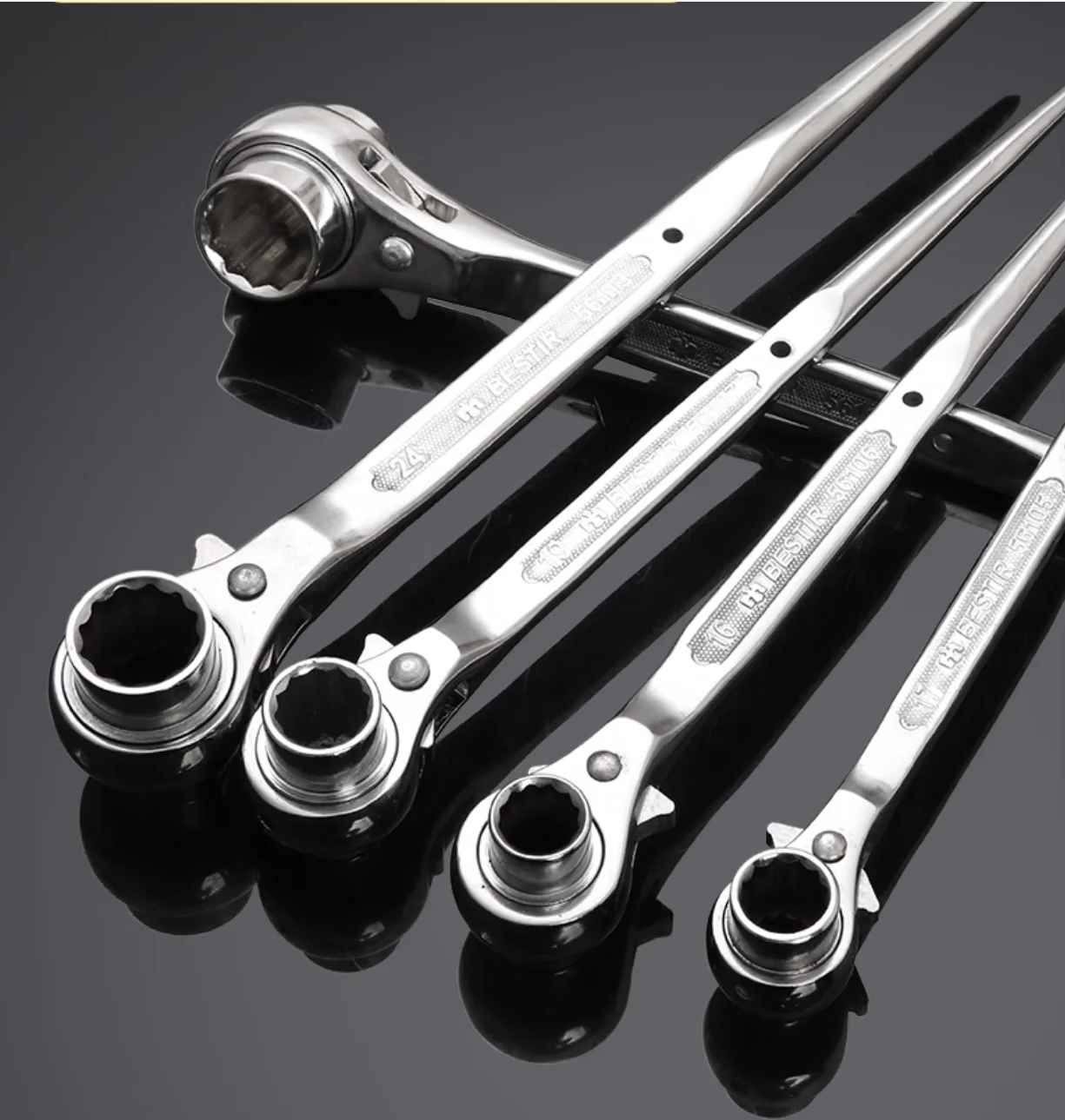BESTIR-Werkzeug, scharfer Schwanz, Pflaumenblüte, bidirektionaler automatischer Ratschenschlüssel, müheloser und schneller Schraubenschlüsselhalter, Chrom-Vanadium – Detail 8