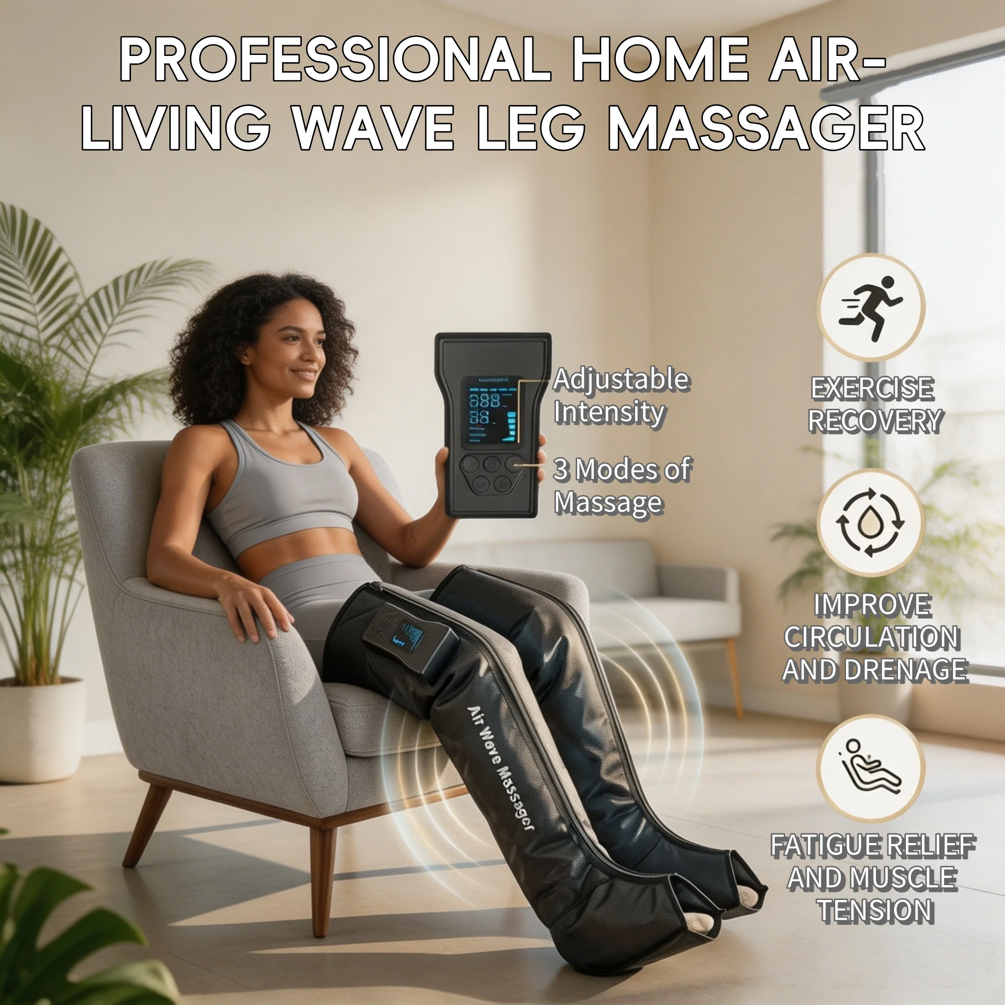 Leg Massager With Five Sets Airbag Full Wrapped Surrounding Simulated Human Air Wave Massage for Foot & Calf Comfortable Relax