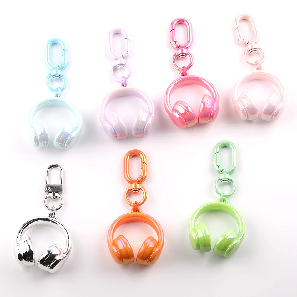 

6pcs Sweet and cool 3D headphone pendant DIY handmade bag keychain accessory materials