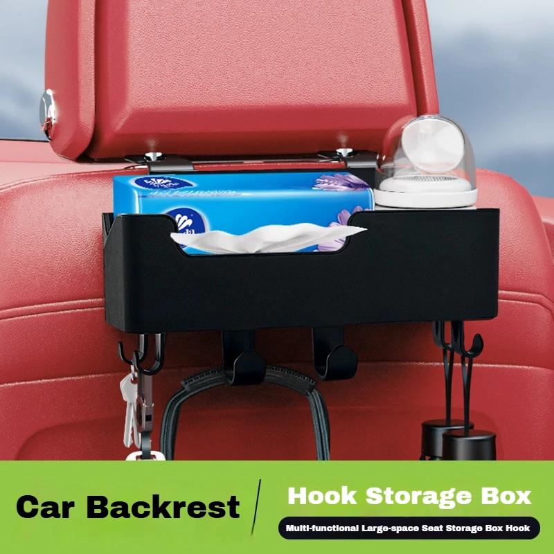 

Car Backrest Hook Storage Box Offers Versatile Large Space For Hanging Items Storing Water Bottles Tissues Phones And Tablets