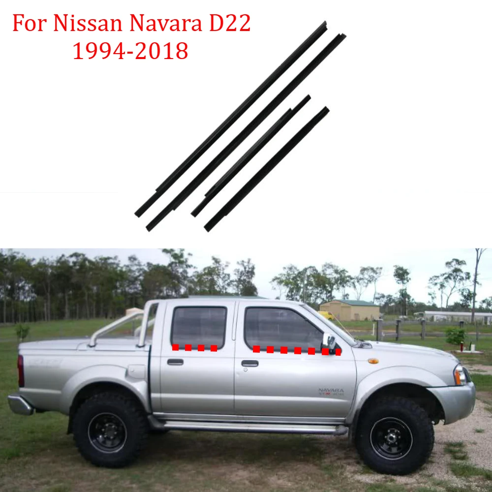 4 Pieces Sets Outside Window Trim Seal Belt Shell for Nissan Navara D22 1994-2018 Glass Weatherstrip 85CM 52CM 80820-2S400