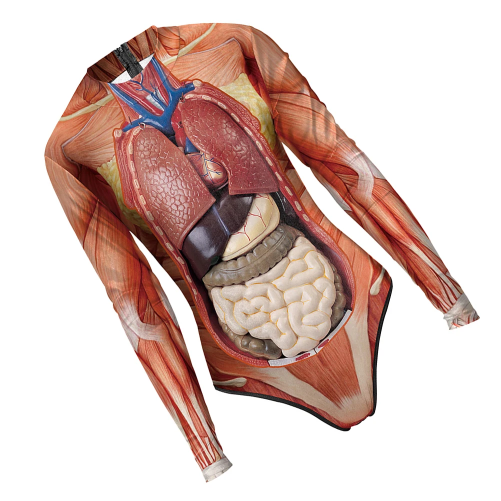 

Halloween One Piece Swimsuit Scary Human Tissue Pattern Comfortable Wear Tear Party Clothing Performance Storage Cleaning Unique