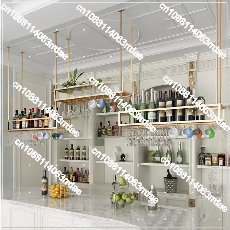 Hanging Salon Display Wine Cabinet Bar Wine Rack Stand Bottle Wine Rack Club Metal Inverted Home Furniture