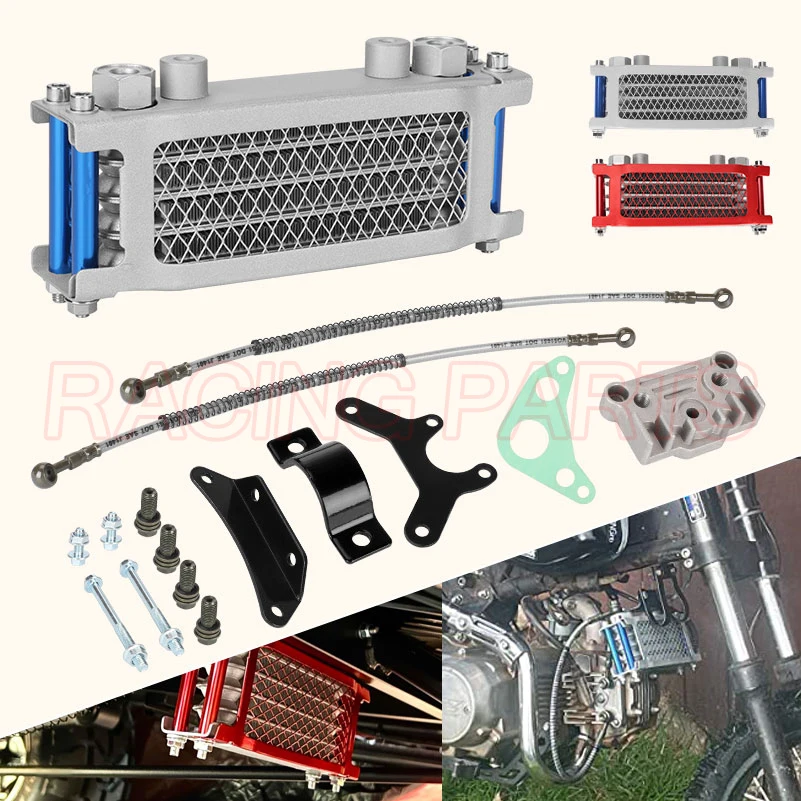 Motorcycle Oil Radiator Pit Bike Oil Cooler Kit Universal for Monkey Bike 125 Honda Dax 50 70 90 110 140cc Engines ATV Motocros