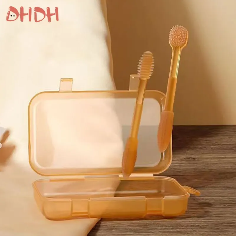 DHDH 2PCS Silicone Baby Toothbrush Soft Toothbrush Tongue Brush Baby Oral Cleaner 0-2 Years Infant Toddler Oral Care BPA Free