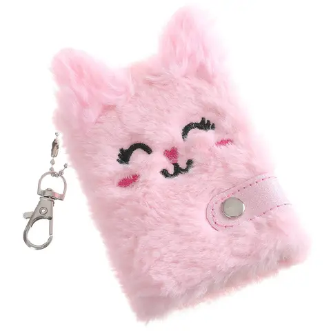 Söt katt plysch anteckningsbok för flickor kawaii hänge nyckelring pälskadkatter anteckningsbok daglig planerare journal bok anteckningsblock brevpapper 8 best sales fluffig anteckningsbok - №6