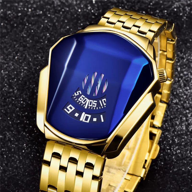 Unique Designer Watches For Men Students Boys Fashion Alloy Band Cool Iron Man Golden Quartz Warch Relogios Masculinos Ouro 2024