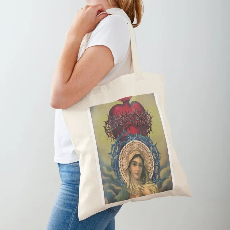 

Virgin Mary with the Sacred Heart of Jesus Tote Bag custom tote bag female bag tote woman bags for women