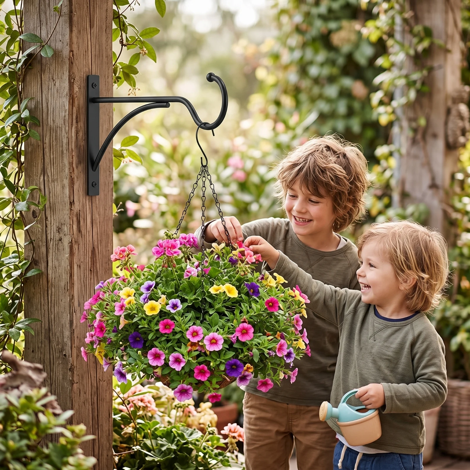 Plant Hanger Bracket Rustproof Hanging Bracket with Hook Metal Wall Hanger Sturdy Lantern Hook Long-Lasting for Gardeners