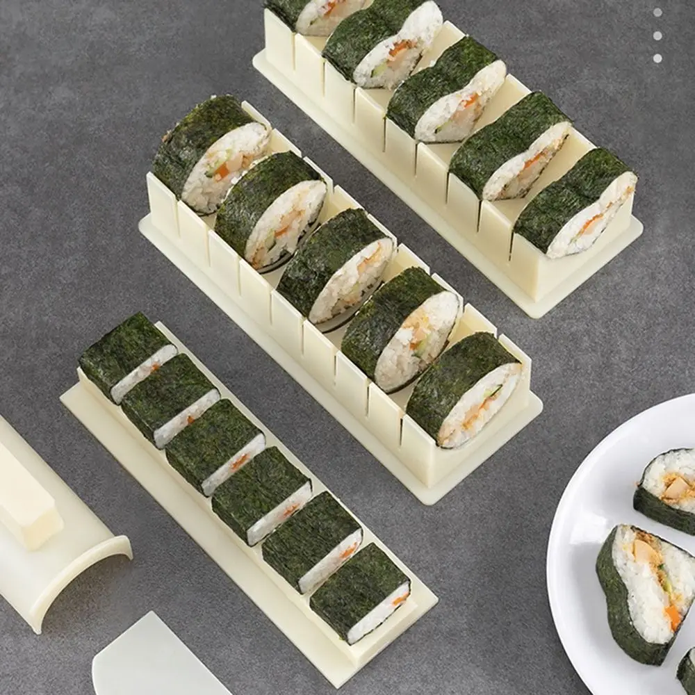 Kit de equipo para hacer Sushi, molde de plástico para rollos de Sushi Kimbap, redondo, cuadrado, en forma de corazón, herramientas para hacer Sushi, molde para rollo de pastel, 3 unids/set