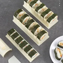 3pcs/set Sushi Maker Equipment Kit Plastic Kimbap Sushi Rolls Mold Round Square Heart-shaped Sushi Making Tools Cake Roll Mold