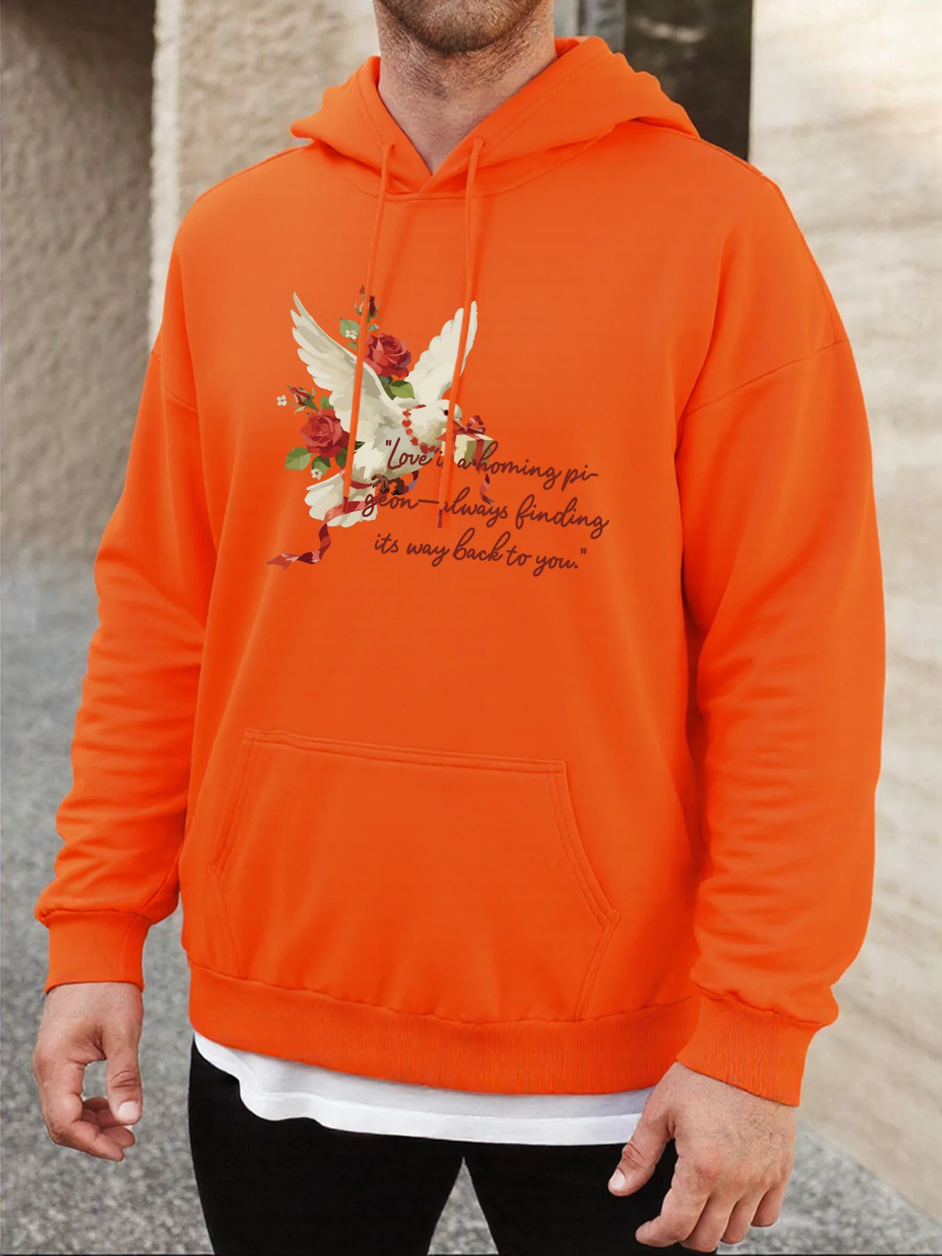 Le cadeau apporté par des Pigeons de loin imprimer hommes sweats à capuche Hip Hop lâche Streetwear tout-Match polaire à capuche automne hommes à manches longues