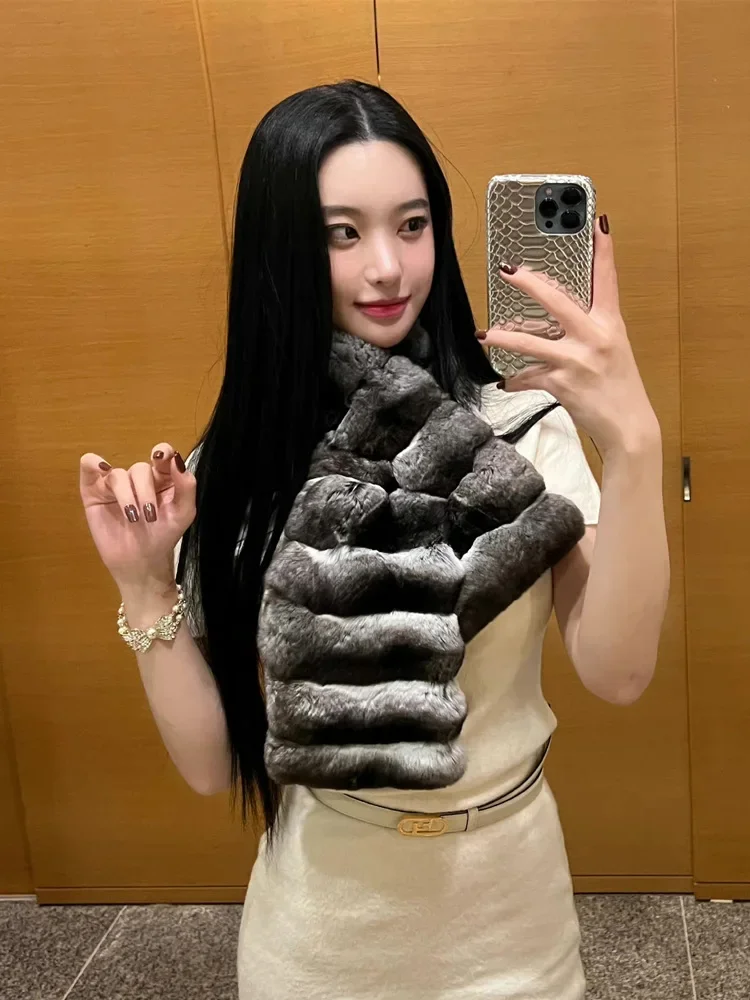 Scarf women's winter high-end versatile young and stylish dragon cat fur warm and warm scarf