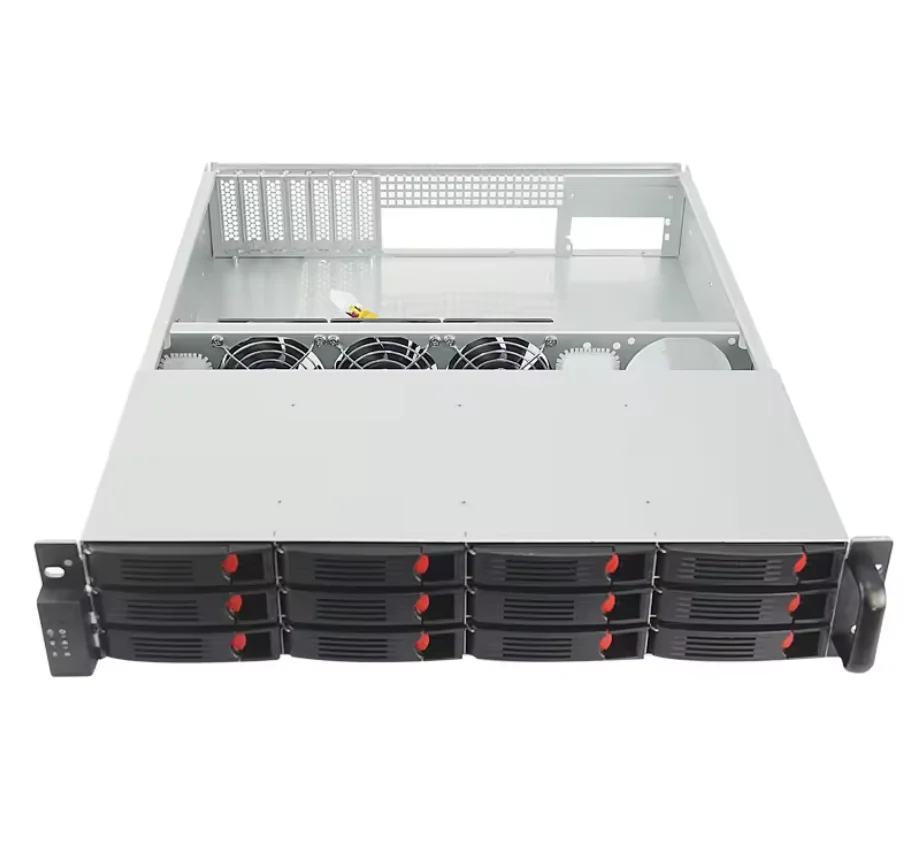 DIY 2U 19 Inch ATX Server Chassis with 12 Hot Swap Bays Plastic DVR Rack for Large Data Storage Stock with Fan - view 2