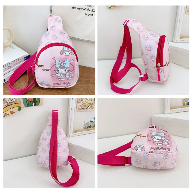 Mochila Hello Kitty para meninos e meninas, bonito saco de peito infantil, nova mochila de corpo cruzado, Ins moda, primavera e verão, 2022