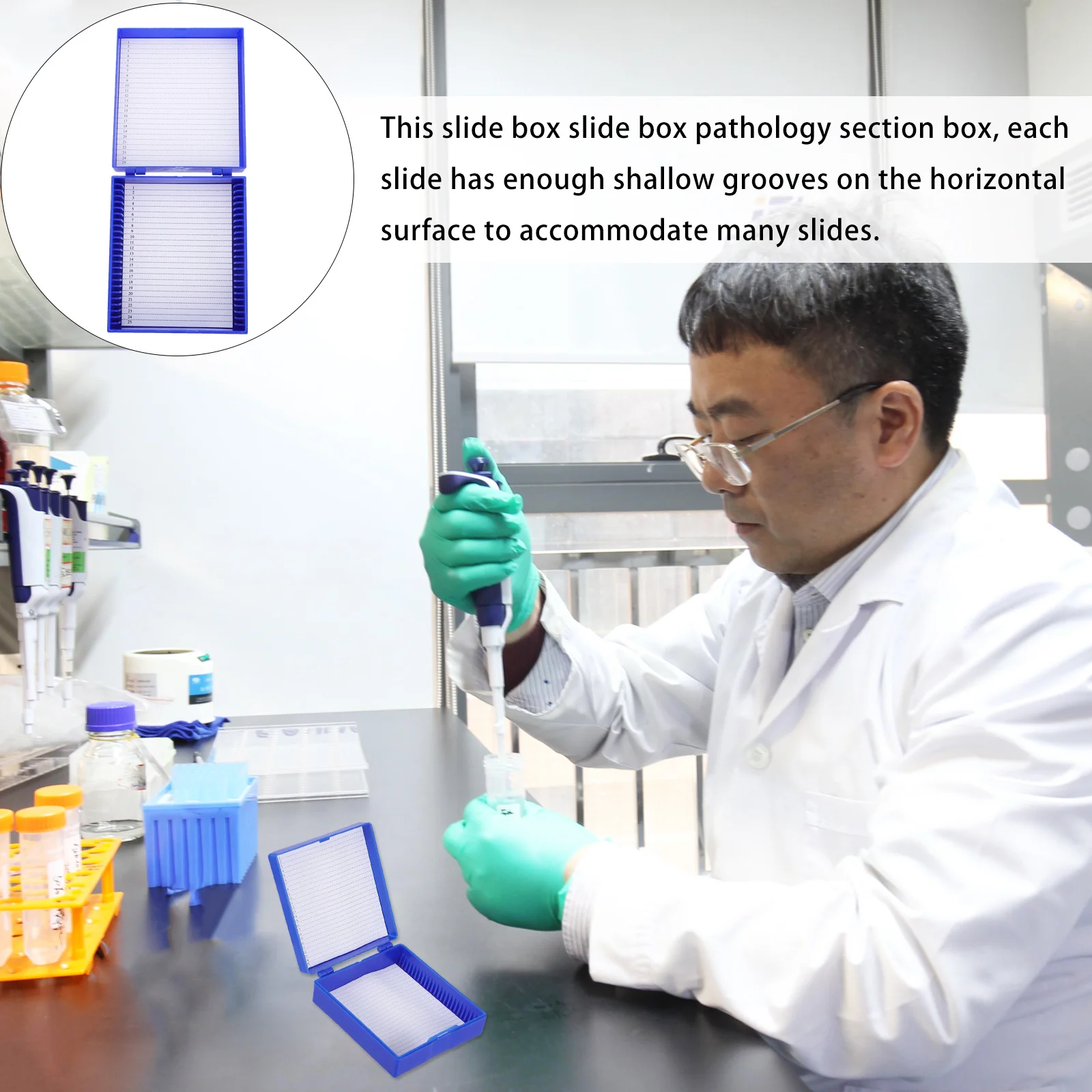 

2pcs Microscope Box Abs Multi Slots Storage Container For Lab Microscope Slide Container Organizer Holder Tray Slide Storage Box