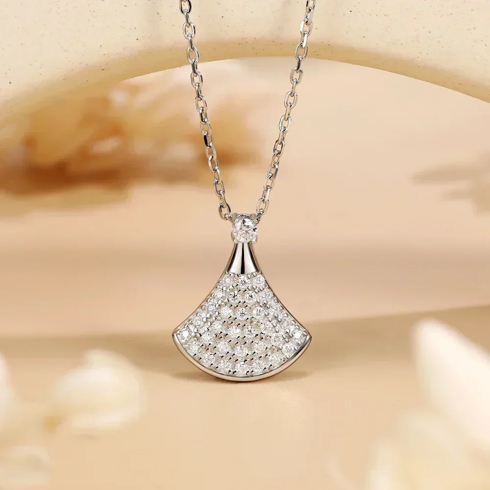 M-JAJA Full Moissanite Necklace VVS1 Round Cut D VVS1 925 Sterling Silver Chain Luxury Pendant Lab Diamond Wedding Fine Jewelry