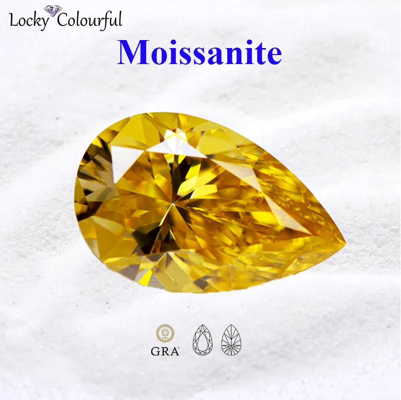 

Moissanite Pear Shape VVS1 Lemon Yellow Color with GRA Certificate for DIY Charms Beads Jewelry Making Bracelet Rings Materials