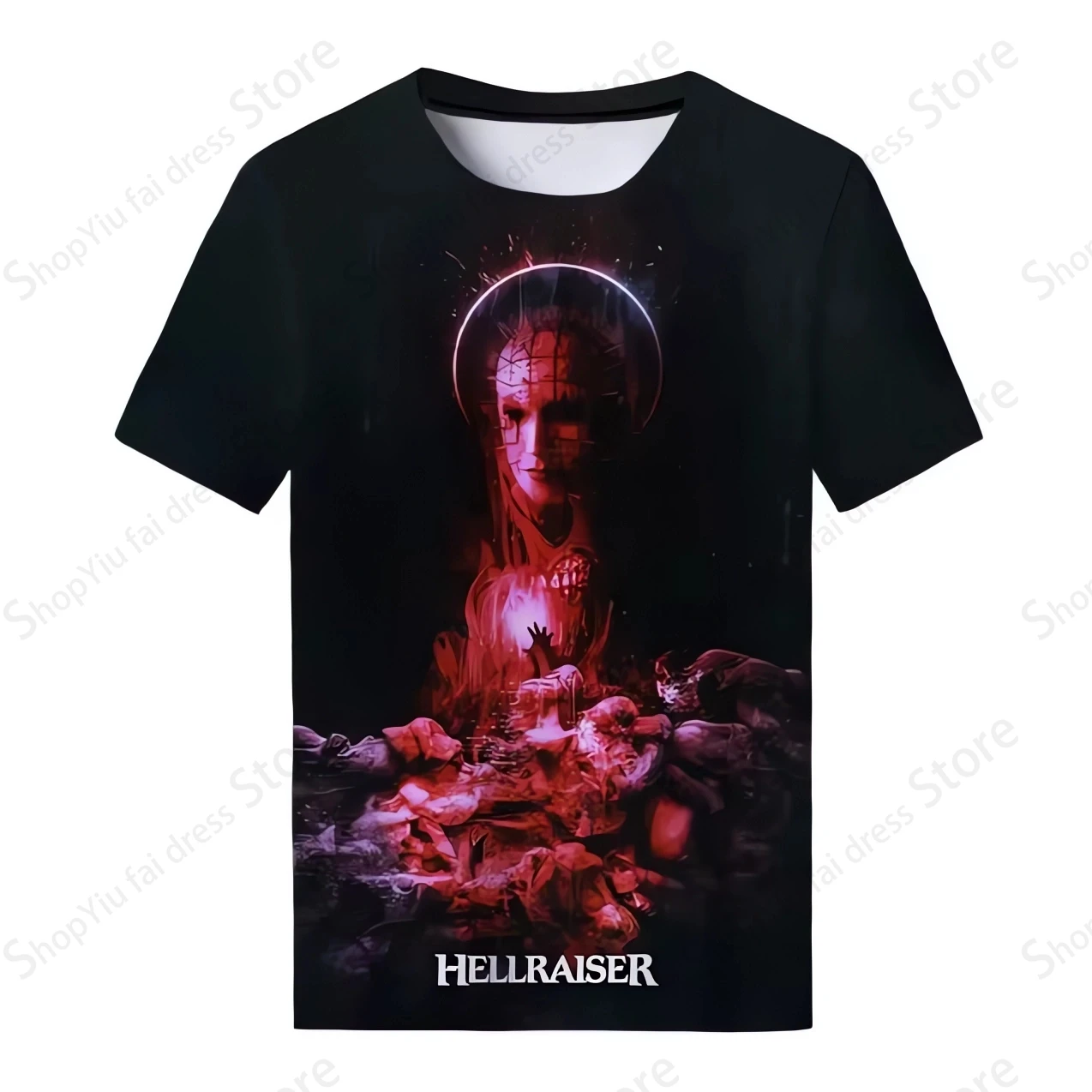 Camiseta de Pinhead para hombre y mujer, camisa de manga corta con estampado de Hellraiser de película de terror en 3d, moda de Hip Hop