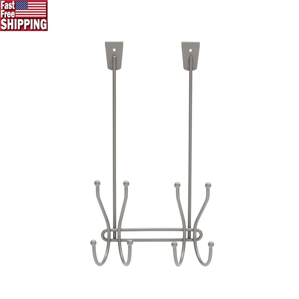 

Over the Door Storage Hook Metal Design Instant Storage Towels Clothes Coats Hats Easy Installation with Rubber Bumpers