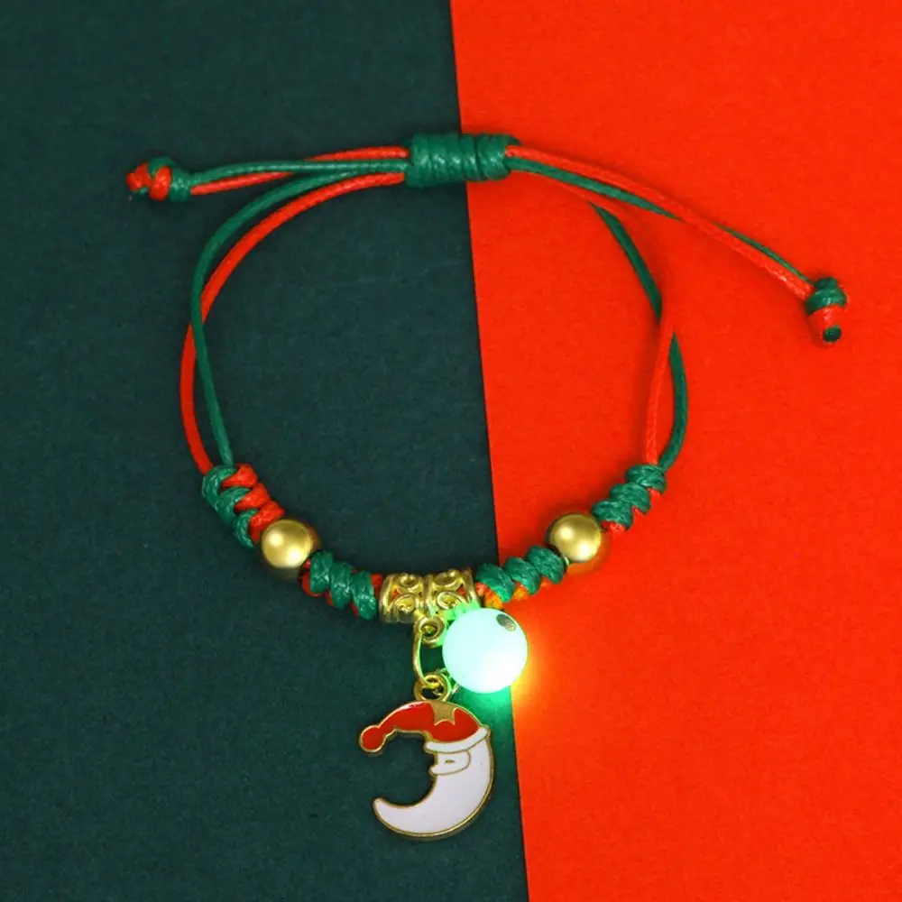 Mistletoe Luminous Xmas Bracelet Elk Snowman Advent Wreath Xmas Bracelet Christmas Bell Bangle Merry Christmas Bracelet Gift