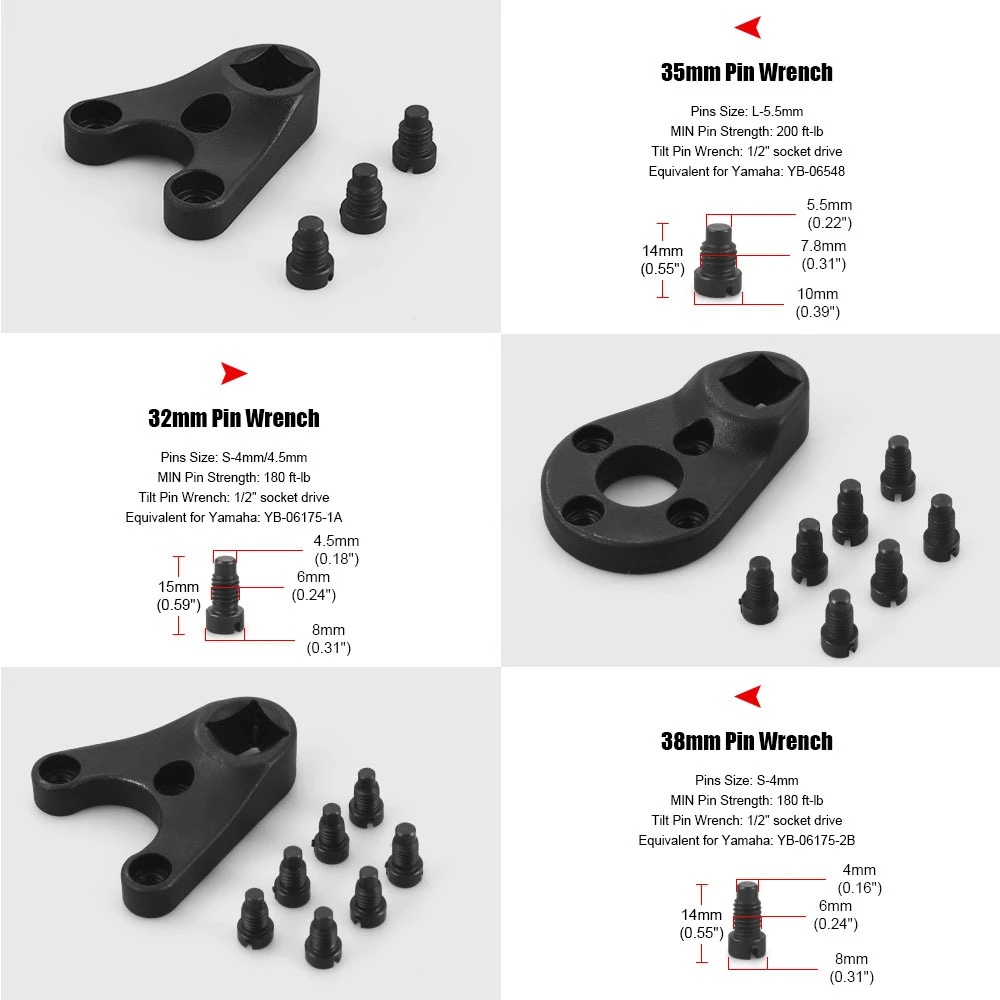 

Trim Tilt Pin Wrench Set MT0004 & MT0006 & MT0009 Perfectly Fit for Yamaha for Suzuki for Hydraulic Cylinders Trim/Tilt End Caps