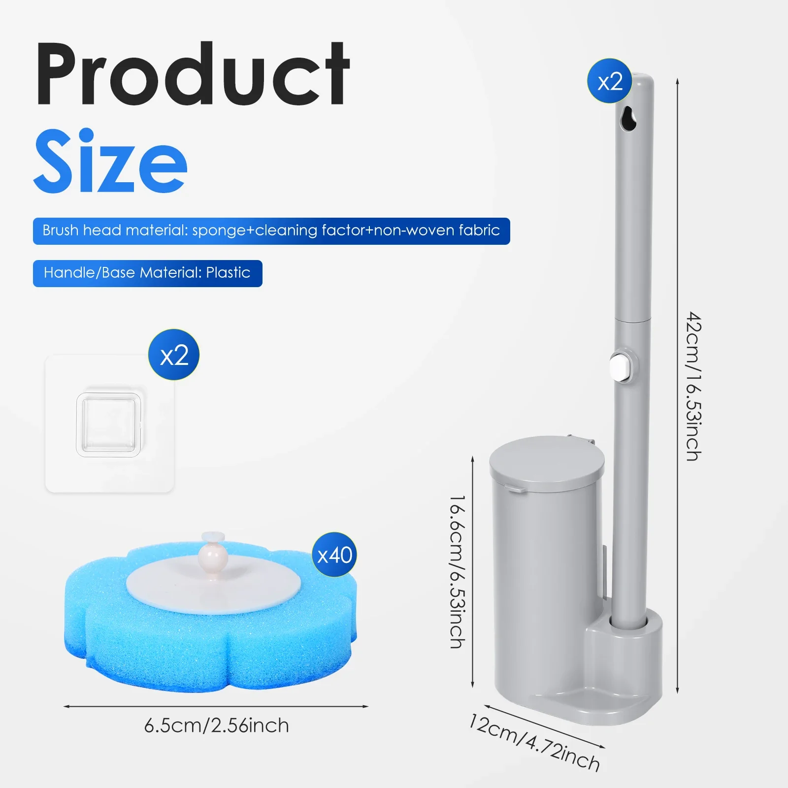 2 Set Toilet Brush Disposable Replacement Head Cleaning Kit Floor/Wall Mounted Toilet Bowl Brush & Holder Set Wc Accessory Tool view 6