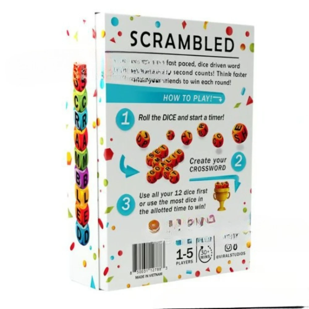 Jogo de palavras de dados despenteados rápidos, 1-5 jogadores com dados de letras, exercício cerebral, jogo de festa, exercício cerebral, jogos de tabuleiro familiares