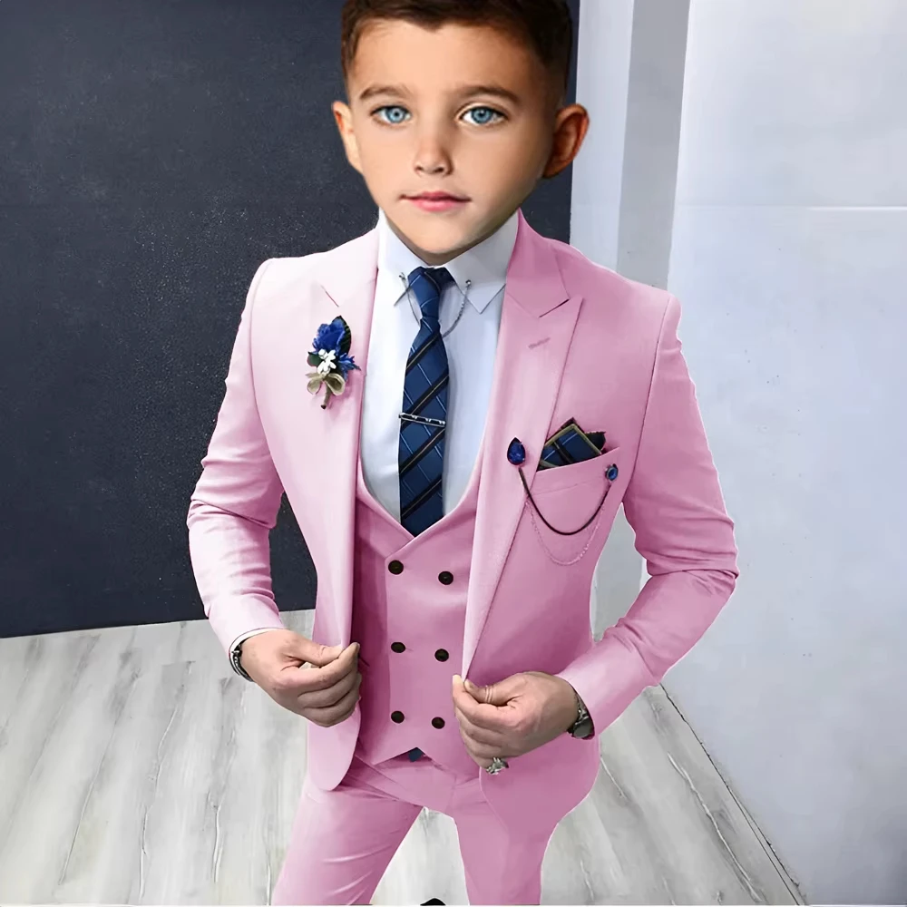 

Костюм-тройка для мальчиков: элегантный приталенный смокинг с острыми лацканами для выступлений, вечеринок и торжественных мероприятий