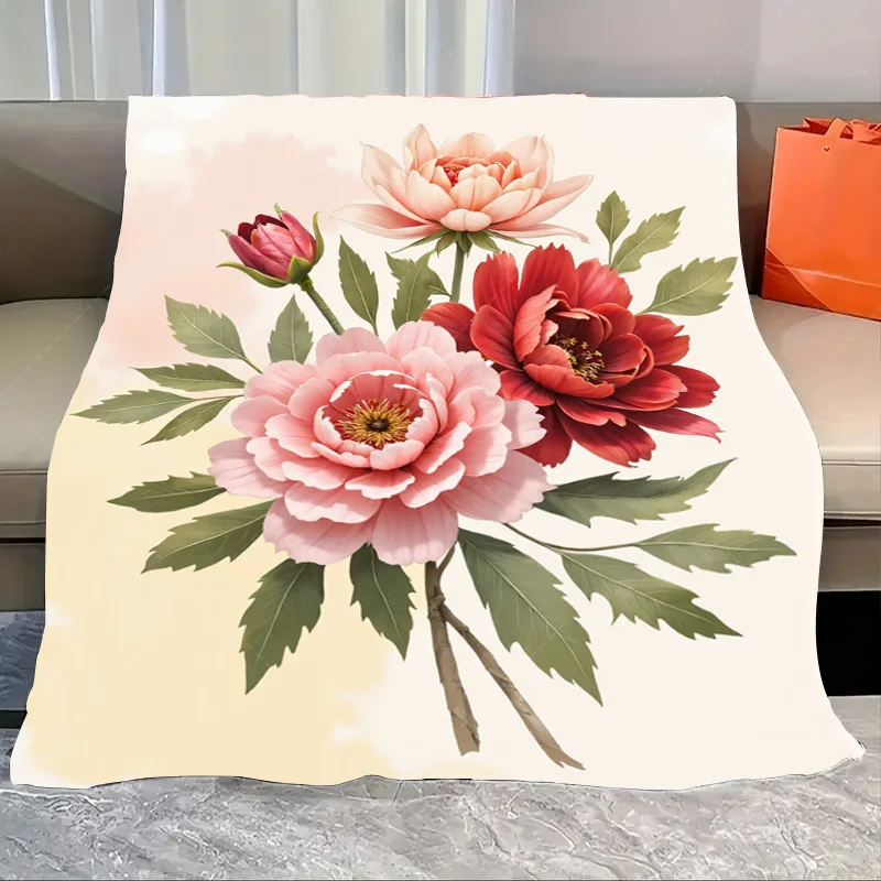 

1 шт. фланелевое одеяло элегантный цветочный букет мягкое одеяло для уютного декора гостиной