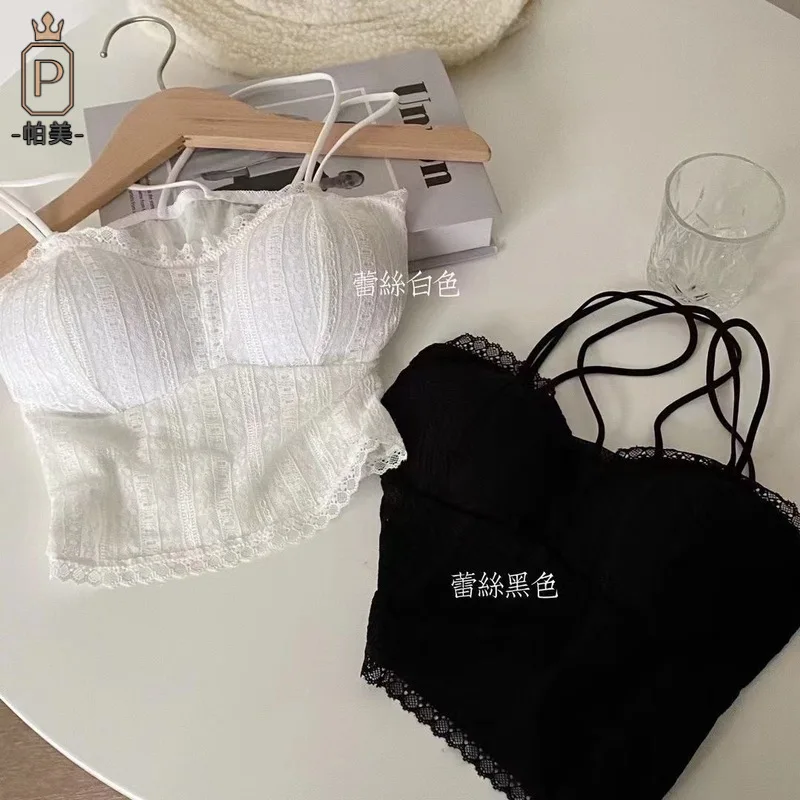 Mode Spitze Leibchen Für Weibliche Sexy Unterwäsche frauen Dessous Büstenhalter Weiß Rohr Top Dame Weiche Cropped Tops Weste Cami bh