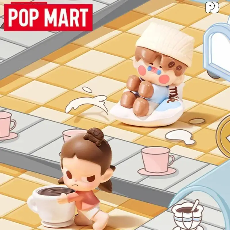 POPMART POPBEAN مصنع القهوة سلسلة لطيف أنيمي الشكل الحلي هدية صندوق أعمى تخمين حقيبة اللعب الأصلية دمية