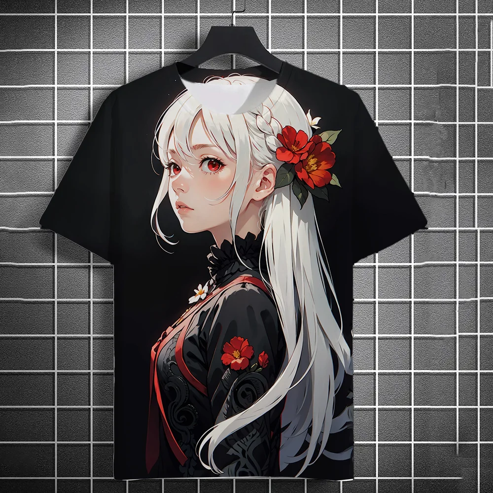 Fashion Summer Anime Girl 3D Print T-Shirts Streetwear Men Casual Oversized O-Neck Short Sleeved T Shirt Tees Tops Clothing