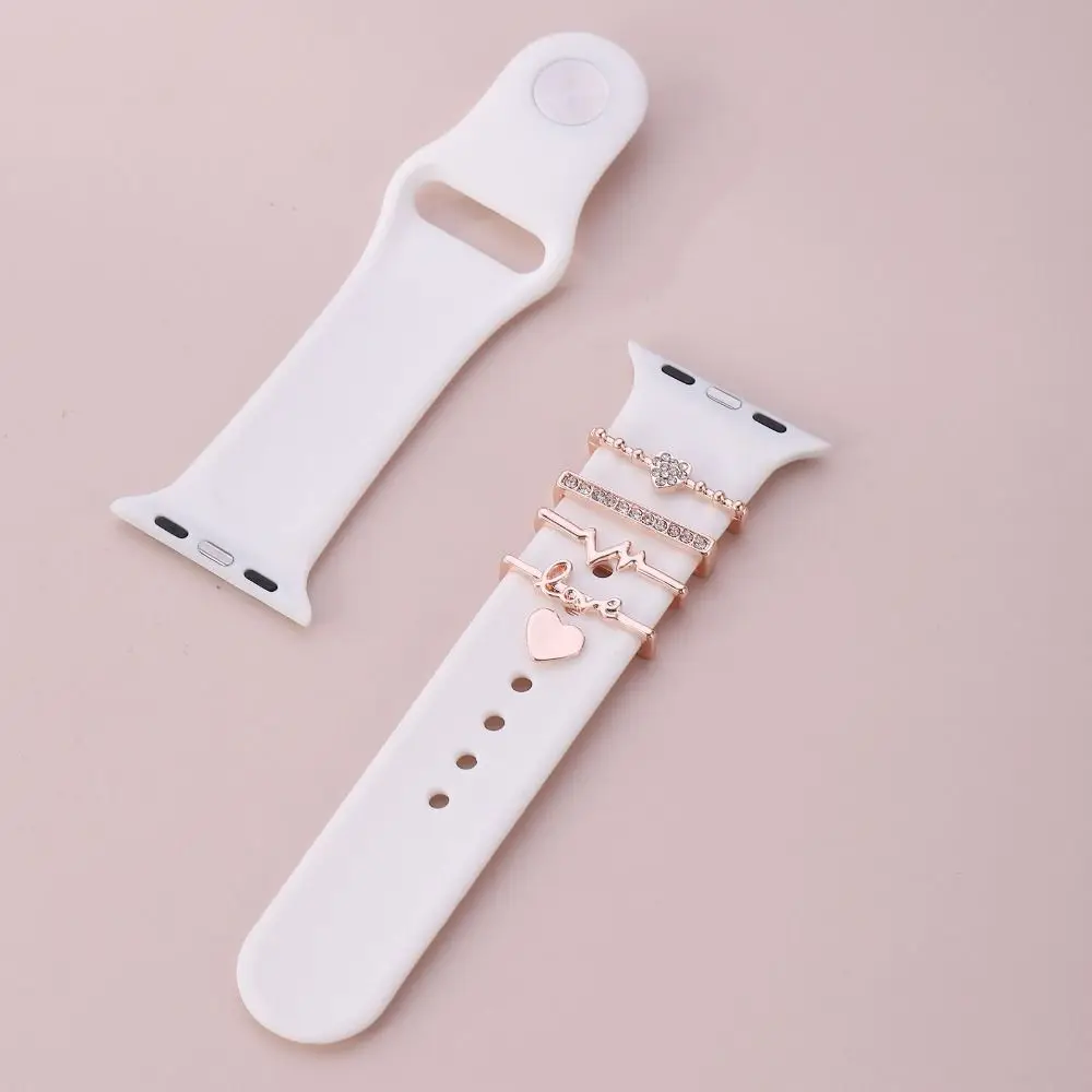 Heart-shaped Watch Band Ornament Gift Fashion Alloy Wristbelt Charms Decorative Tool Strap Accessories for Apple Watch Band Men