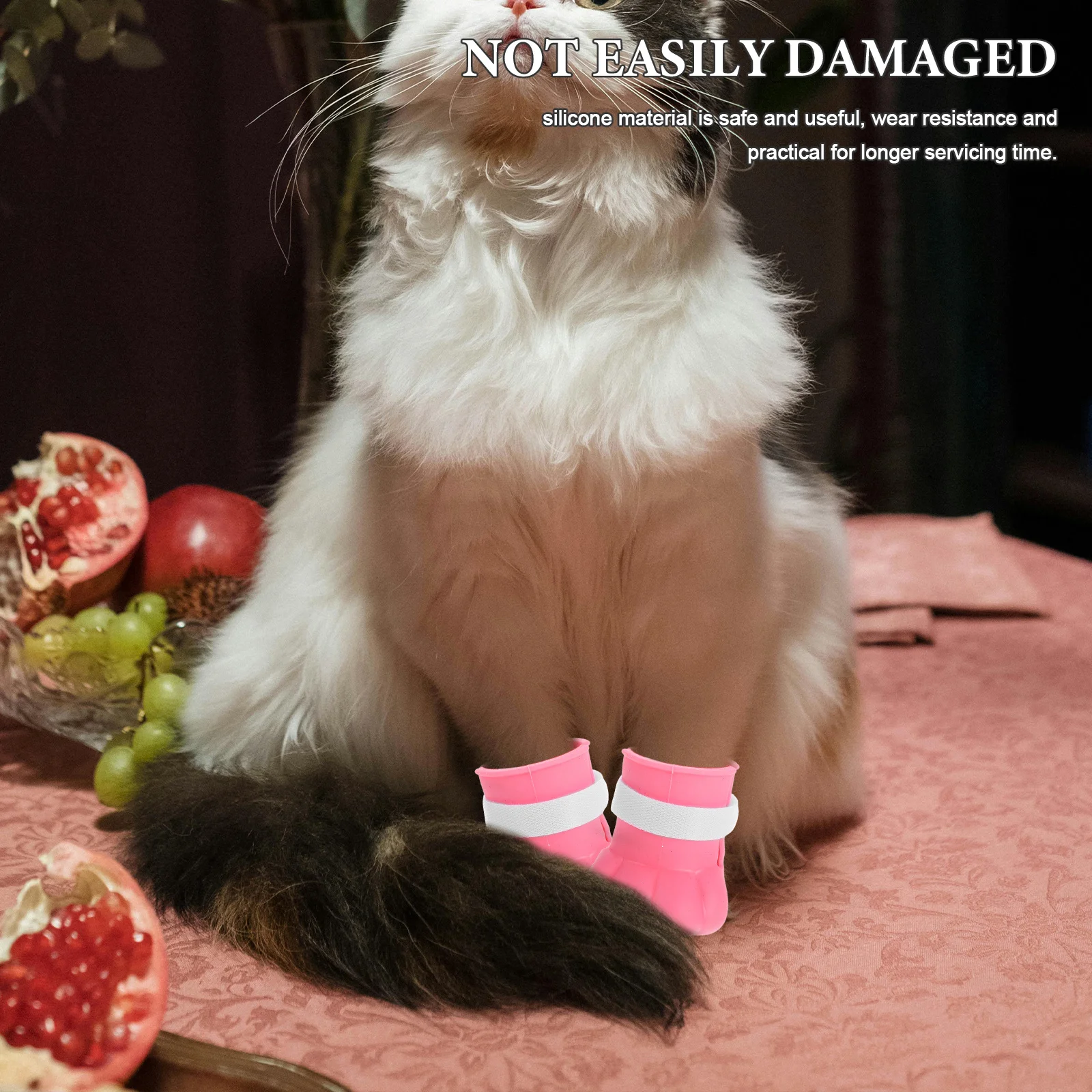 

4Pcs Cat Paw Silicone Covers Non-Slip Adjustable Booties for Bathing Trimming Medicine Cat Claw Protection Gear