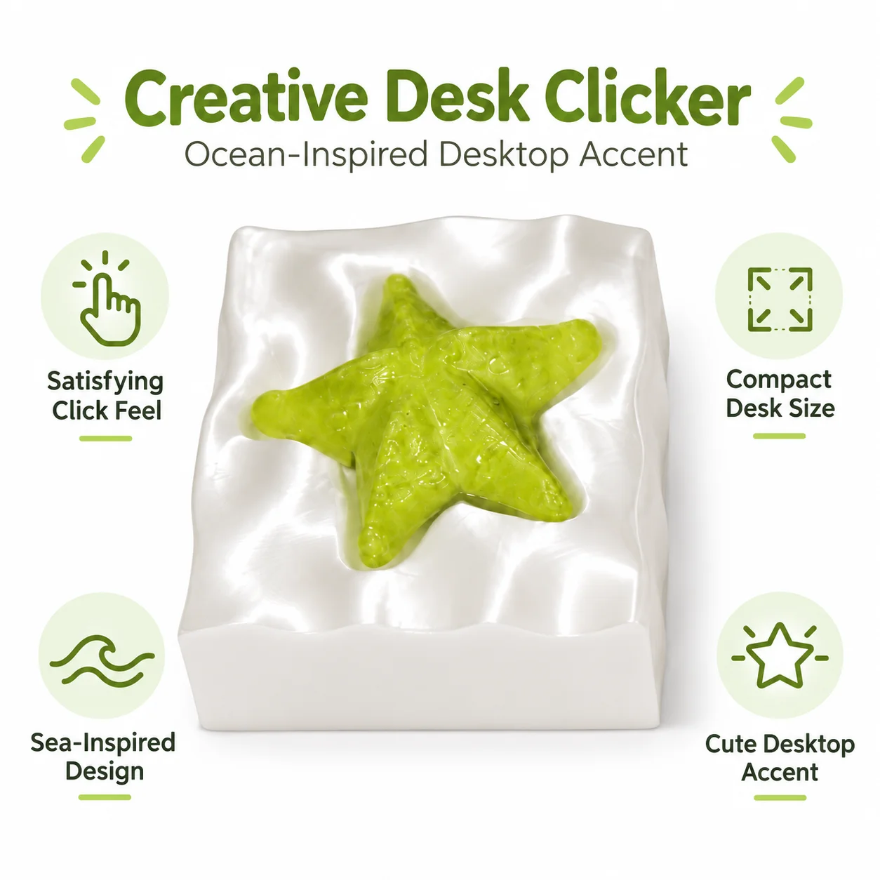Sea Star Desk Clicker, Creative Desktop Button Clicker with Satisfying Click Feel, Compact Ocean-Inspired Office Desk Accessory