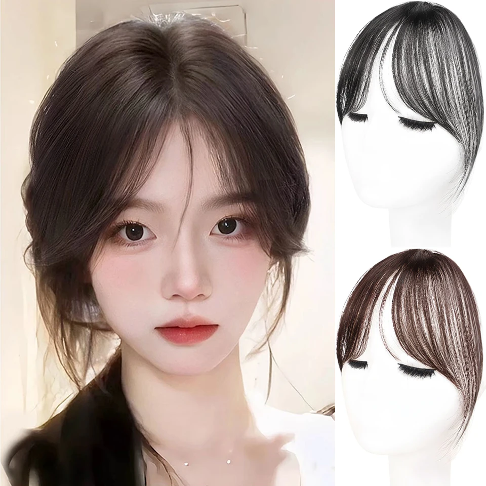 Synthetic Fake Air Bangs Natural Forehead Fake Fringe Hair Bang Wig Short Invisible Clip In Hair Extensions Hairpieces For Women