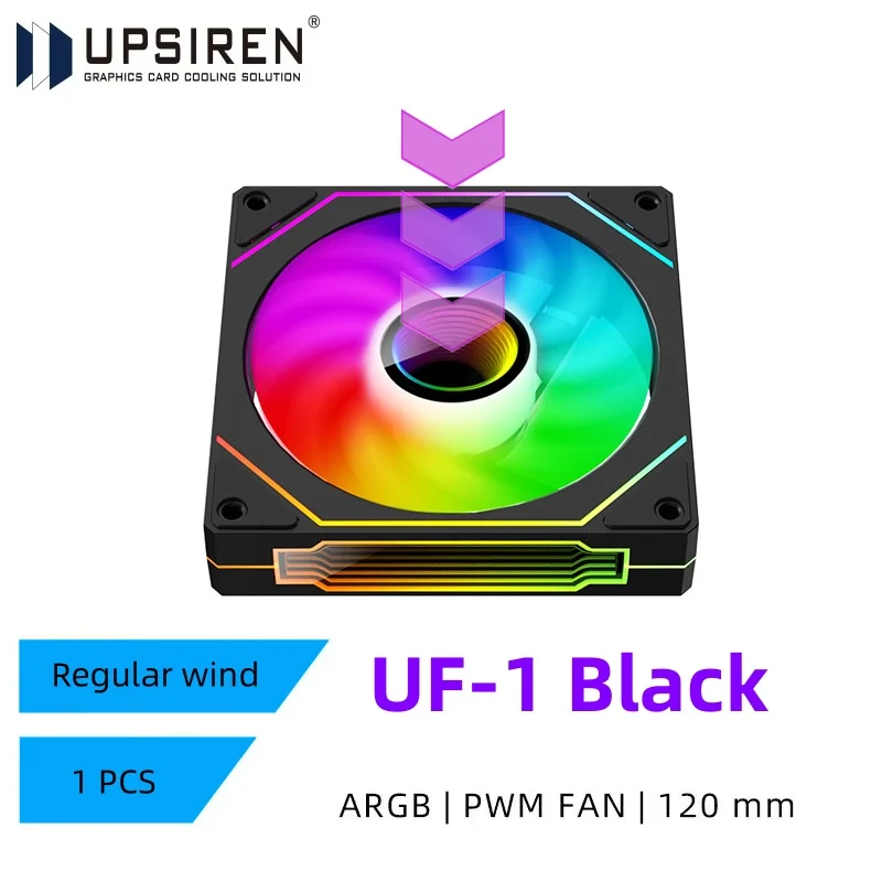 UPSIREN UF-1 PRISM 4 PRO Computerchassisventilator 12 cm ARGB 4-pins PWM Stille koelventilator 12 V Groot luchtvolume 45,2 CFM/600-1500 RPM