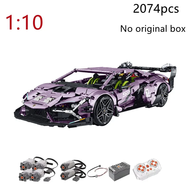 GULY10653 MOC Technology 1:10 Creative Supercar Building Block Remote Control Car, 2074 Pcs City DIY Model Brick Adult Toy Gift