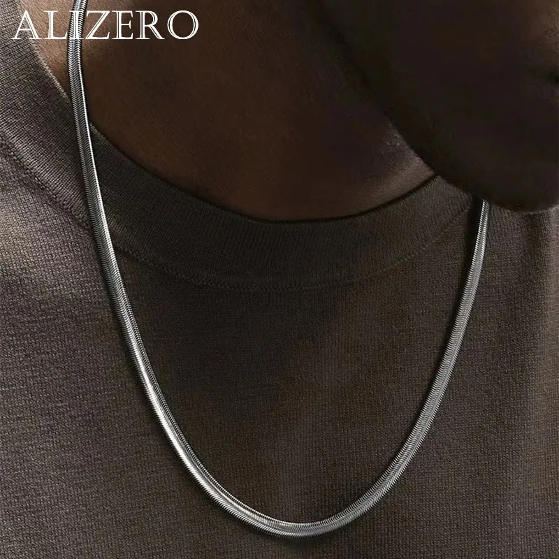 

Hip-Hop Men 925 Sterling Silver 18K Gold Necklace Simple Flat Snake Chain Basic Chain For Women Fashion Accessories Jewelry