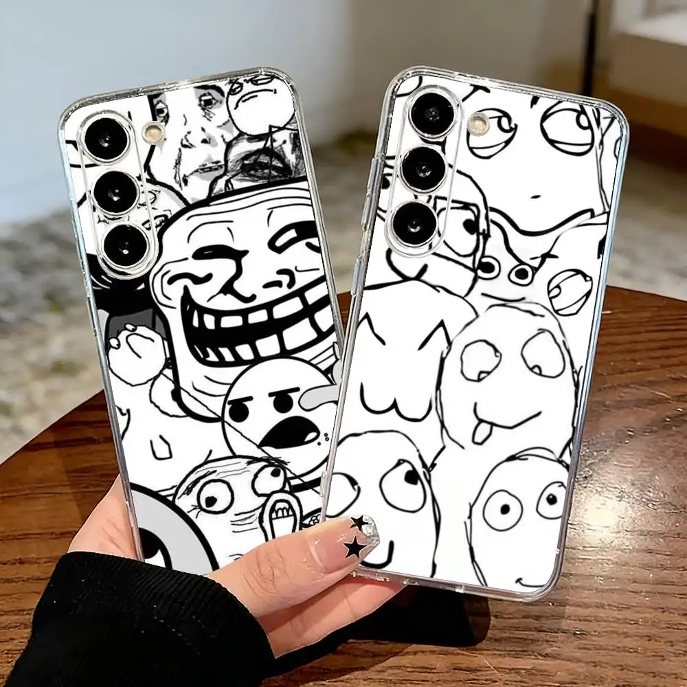 Funny meme T-Trollface Phone Case For Samsung Galaxy A71,A70,A52,A51,A40,A30 Transparent Cover