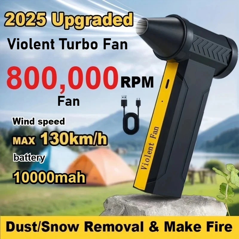 Soplador de aire de 800.000RPM, ventilador Turbo eléctrico, Motor sin escobillas, ventilador Turbo violento de alta velocidad, potente soplador de polvo recargable por USB