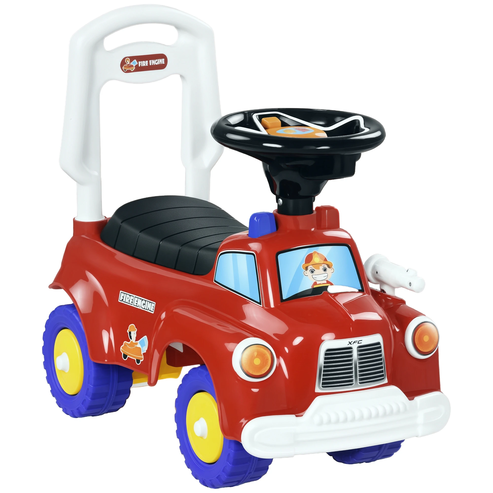 Aiyaplay Ride-On auto voor kinderen van 18-36 maanden met 3 lampen, muziek, stuur en opbergvak 49X24X42 cm rood