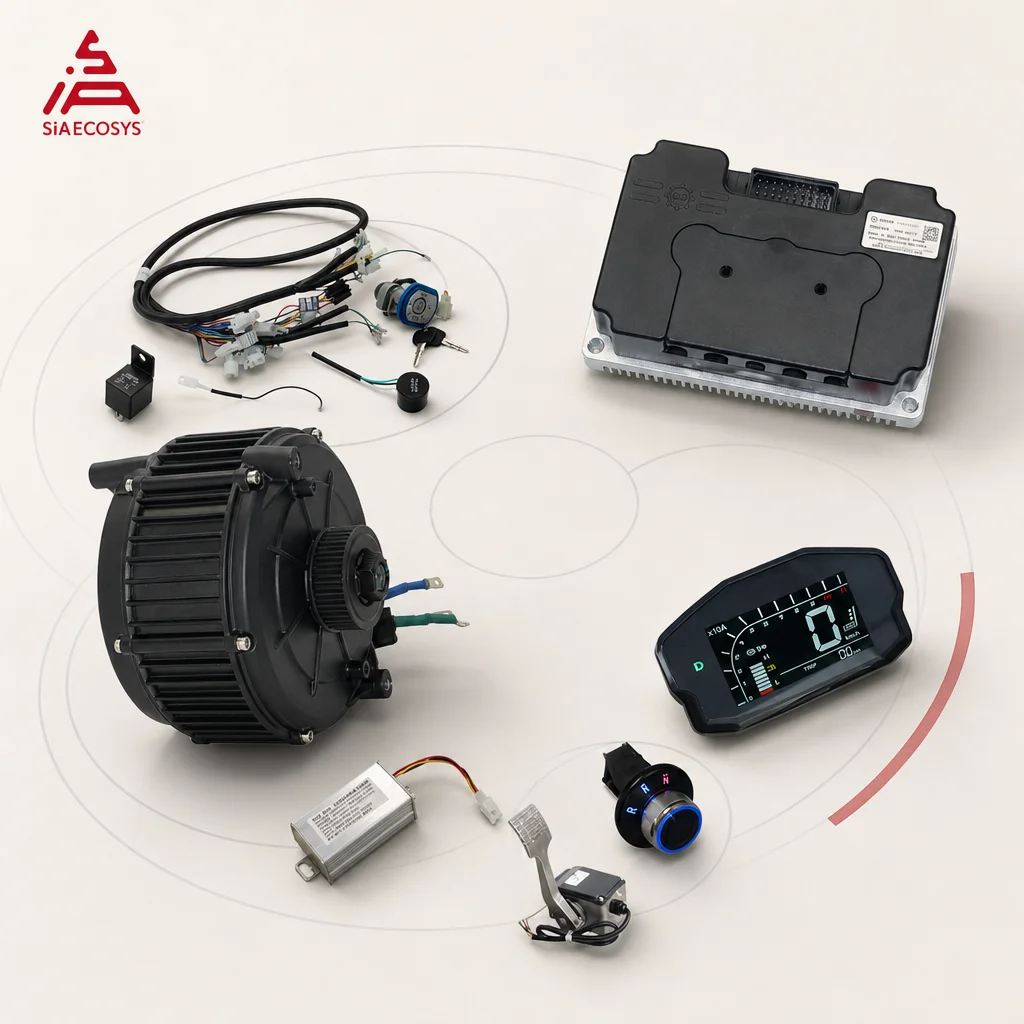 SiAECOSYS Mid Drive Motor Conversion Kit QS165 5000W 72V 35H V2 Go Kart with Fardriver ND72680 Controller