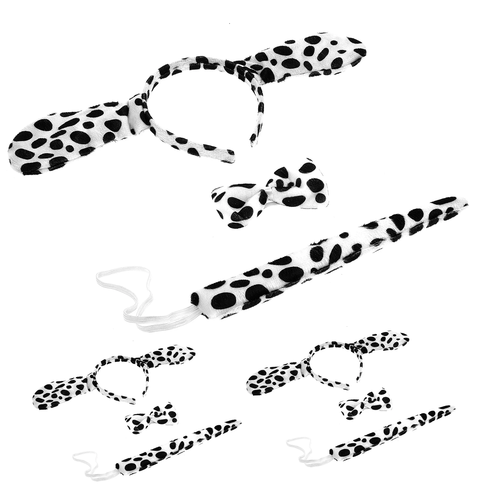 

3 Sets Spotted Dog Costume Accessories Kids Girls Halloween Head Hoops Animal Ears Bow Tie Tail Decorations Cosplay Props Adult