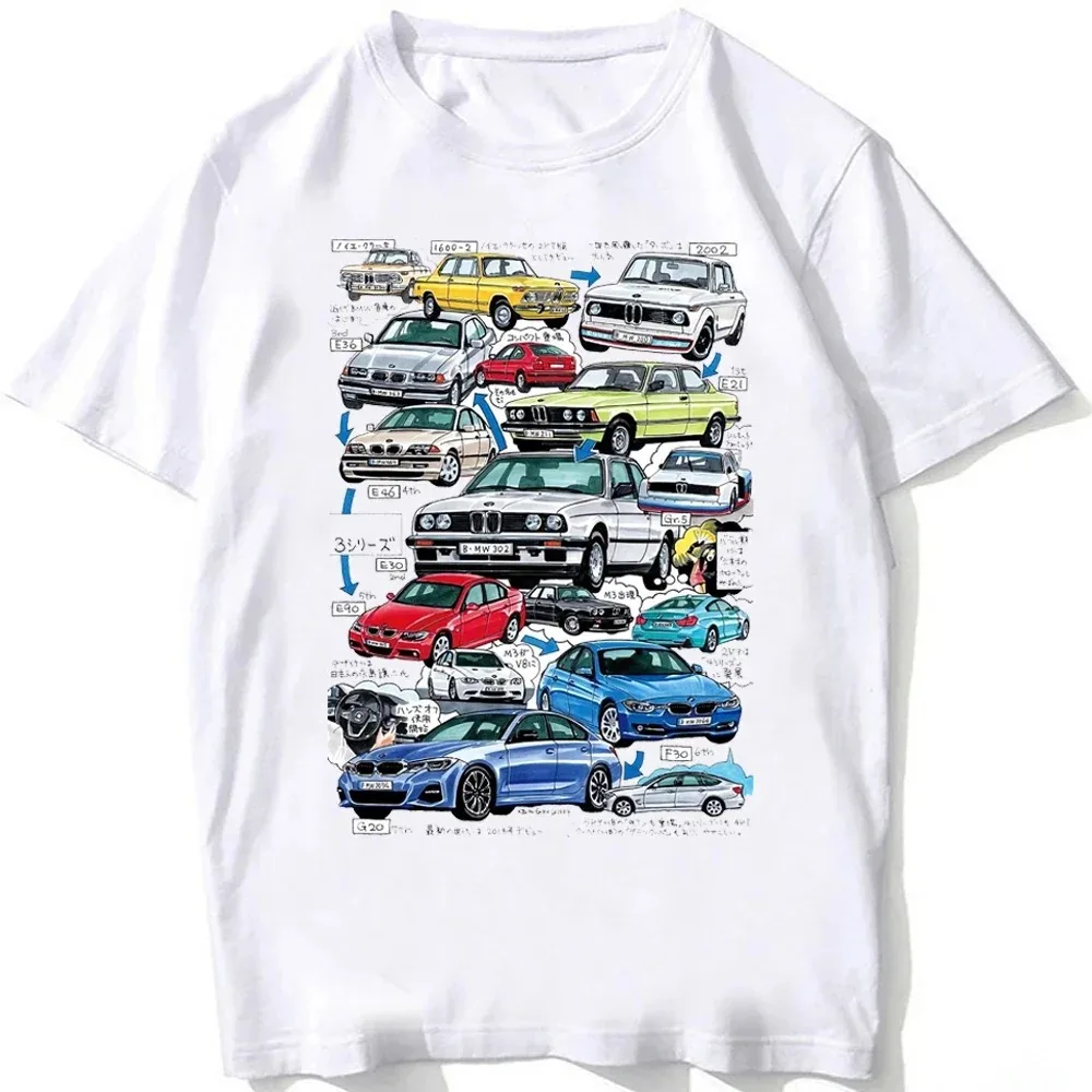 2024Vintage German EUDM-E34M5 Summer men\'s and women\'s same short-sleeved old legend E30 M3 classic car casual top white T-shirt